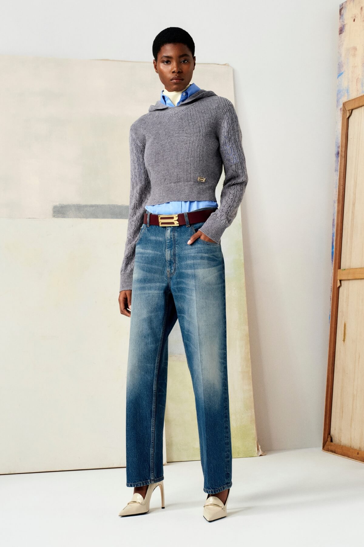 Victoria Beckham Pre Fall 2024 Jeans and Hooded Knit