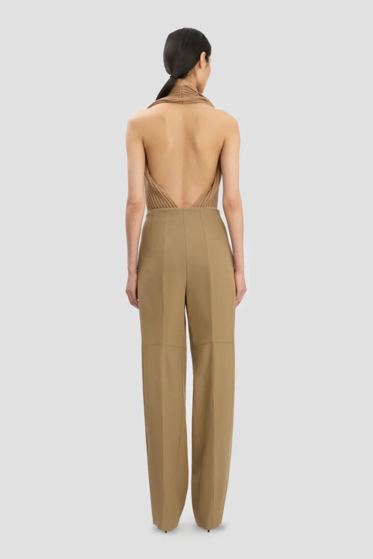 Victoria Beckham Sculptural Leg Trouser - Dark Camel