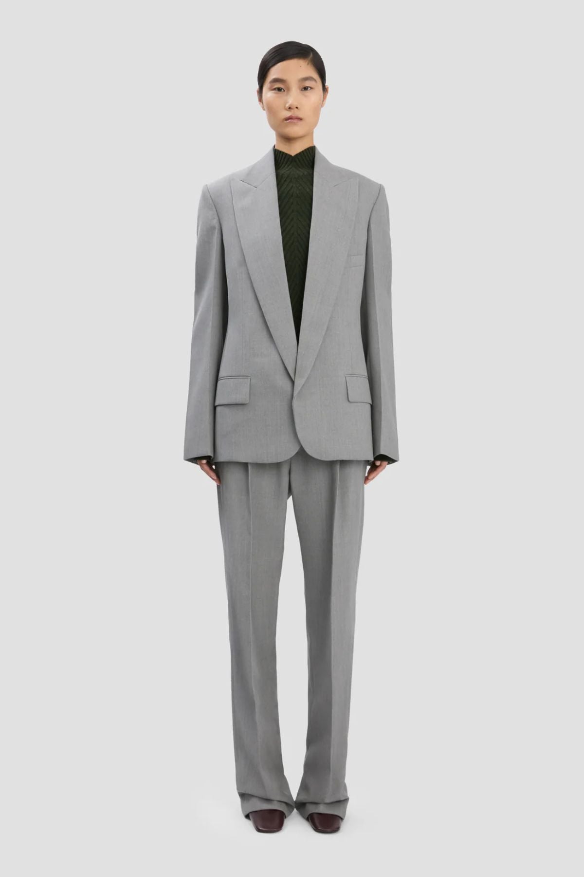 Victoria Beckham Sculptural Sleeve Blazer - Light Grey Melange