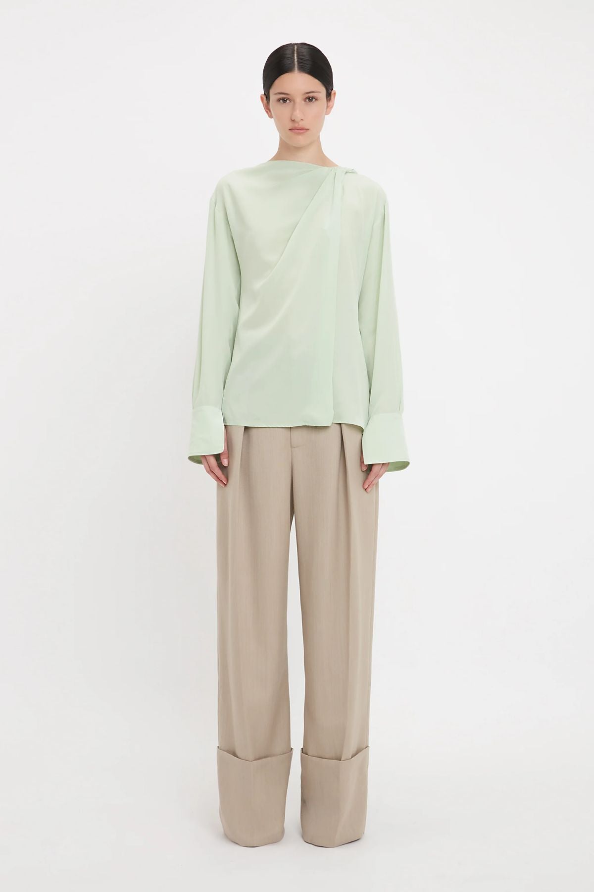 Victoria Beckham Twist Detail Scarf Top - Jade