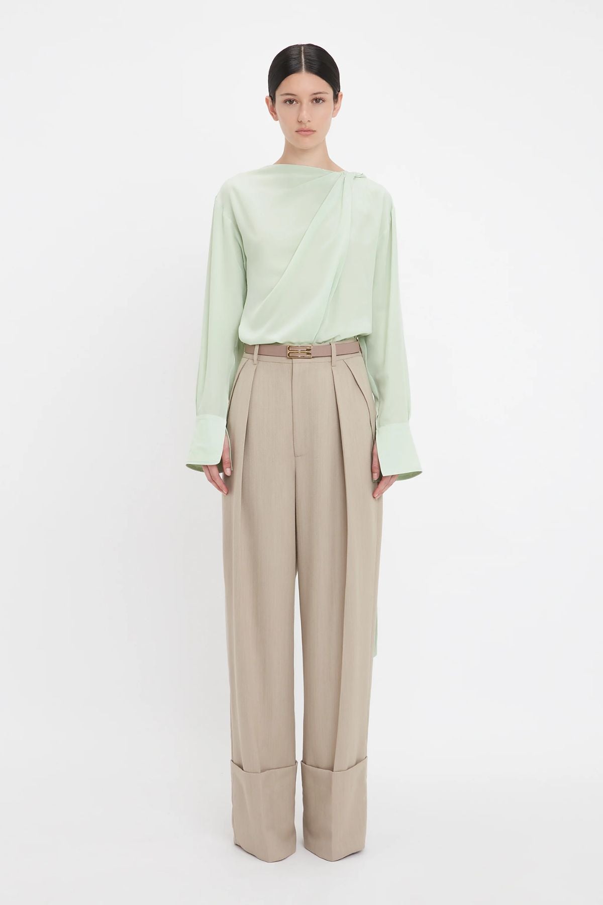 Victoria Beckham Twist Detail Scarf Top - Jade