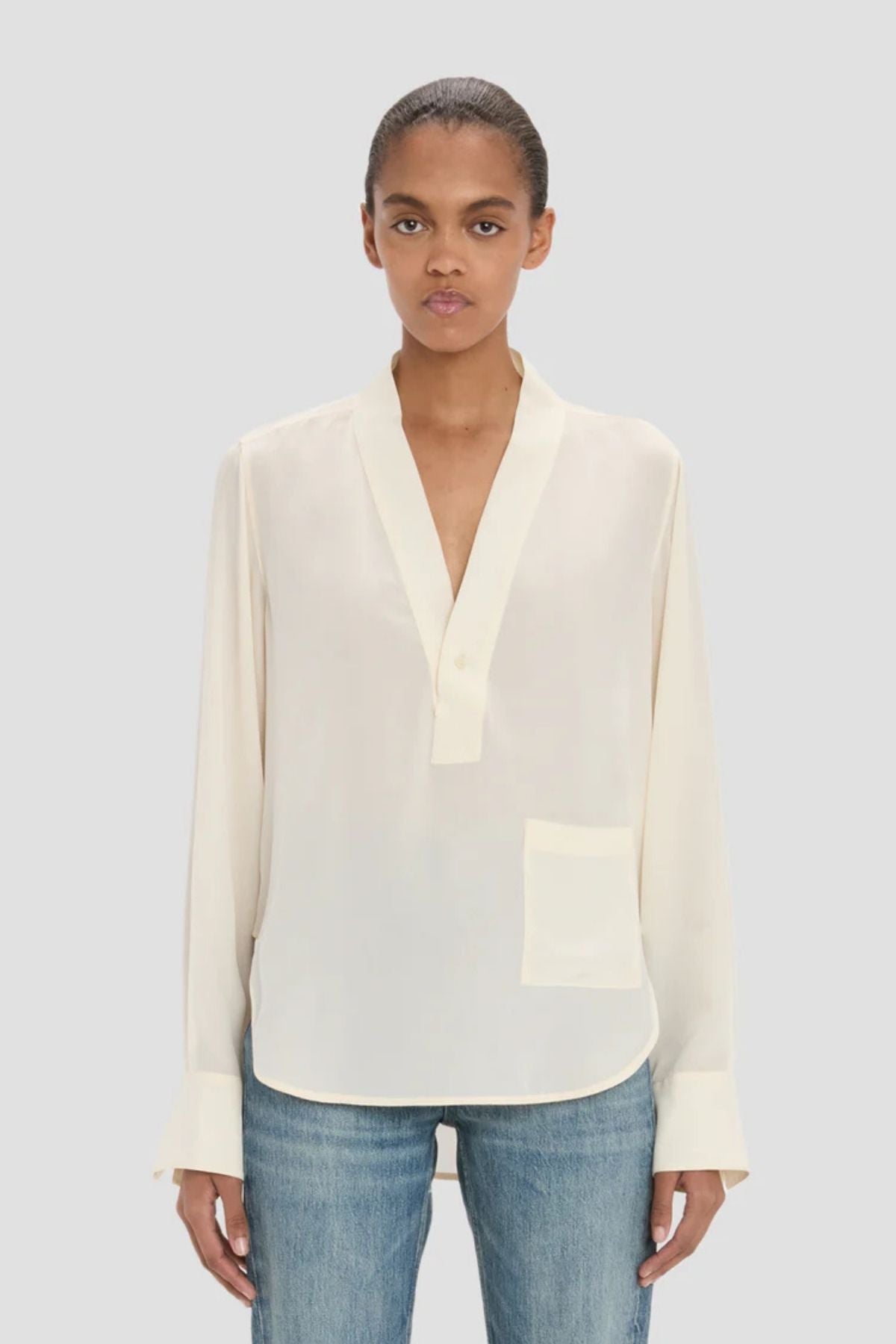 Victoria Beckham V Neck Blouse - Ivory