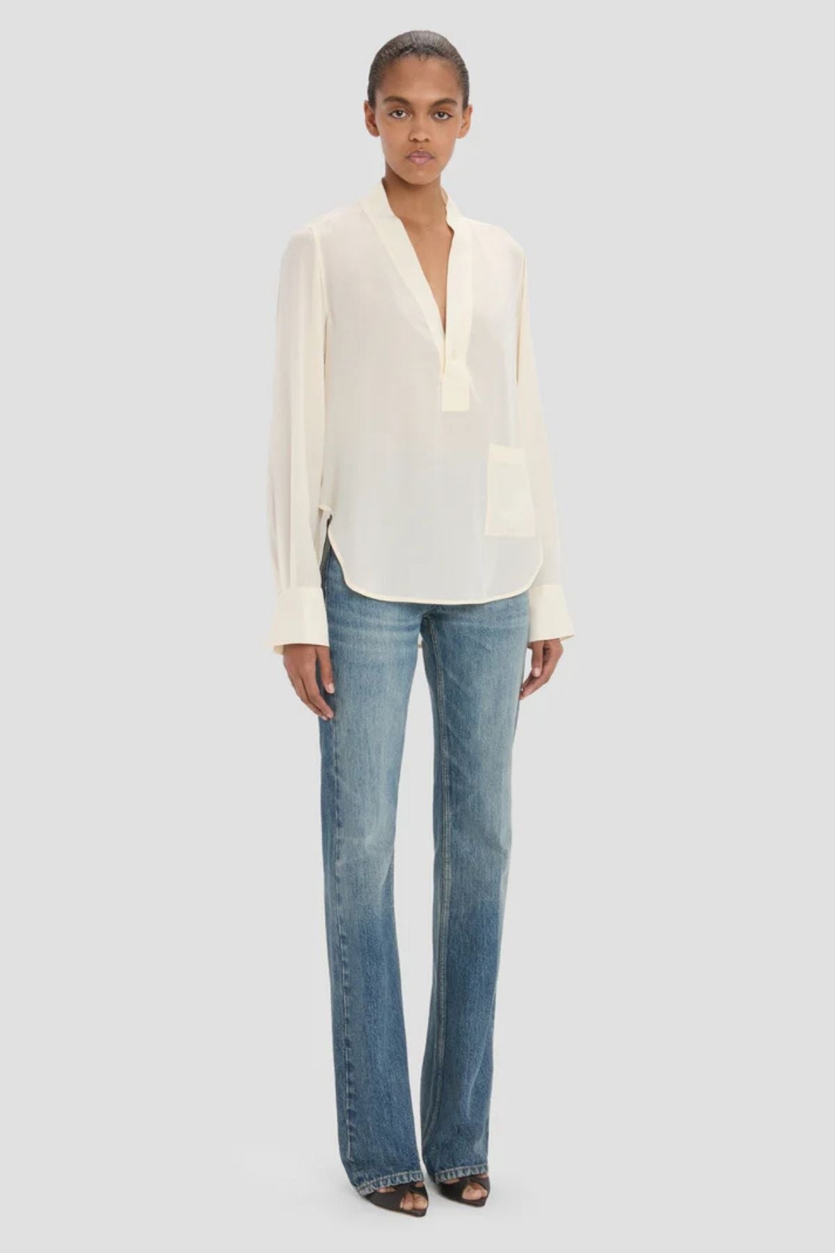 Victoria Beckham V Neck Blouse - Ivory