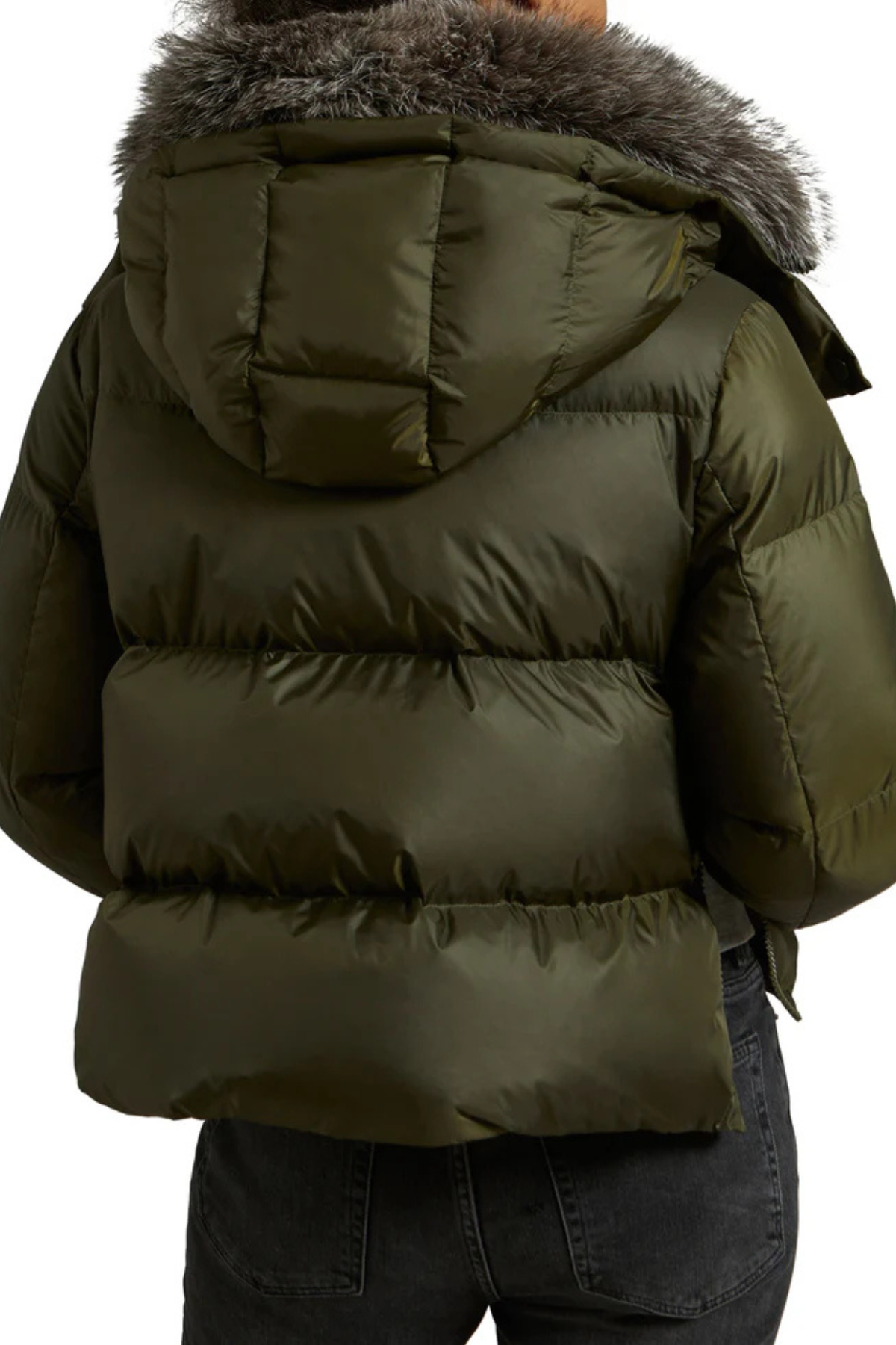 Yves Salomon 25W25WFV01255DORD Crop Parka w. Detachable Hood and Fox Fur Collar A8045 Hunter Green