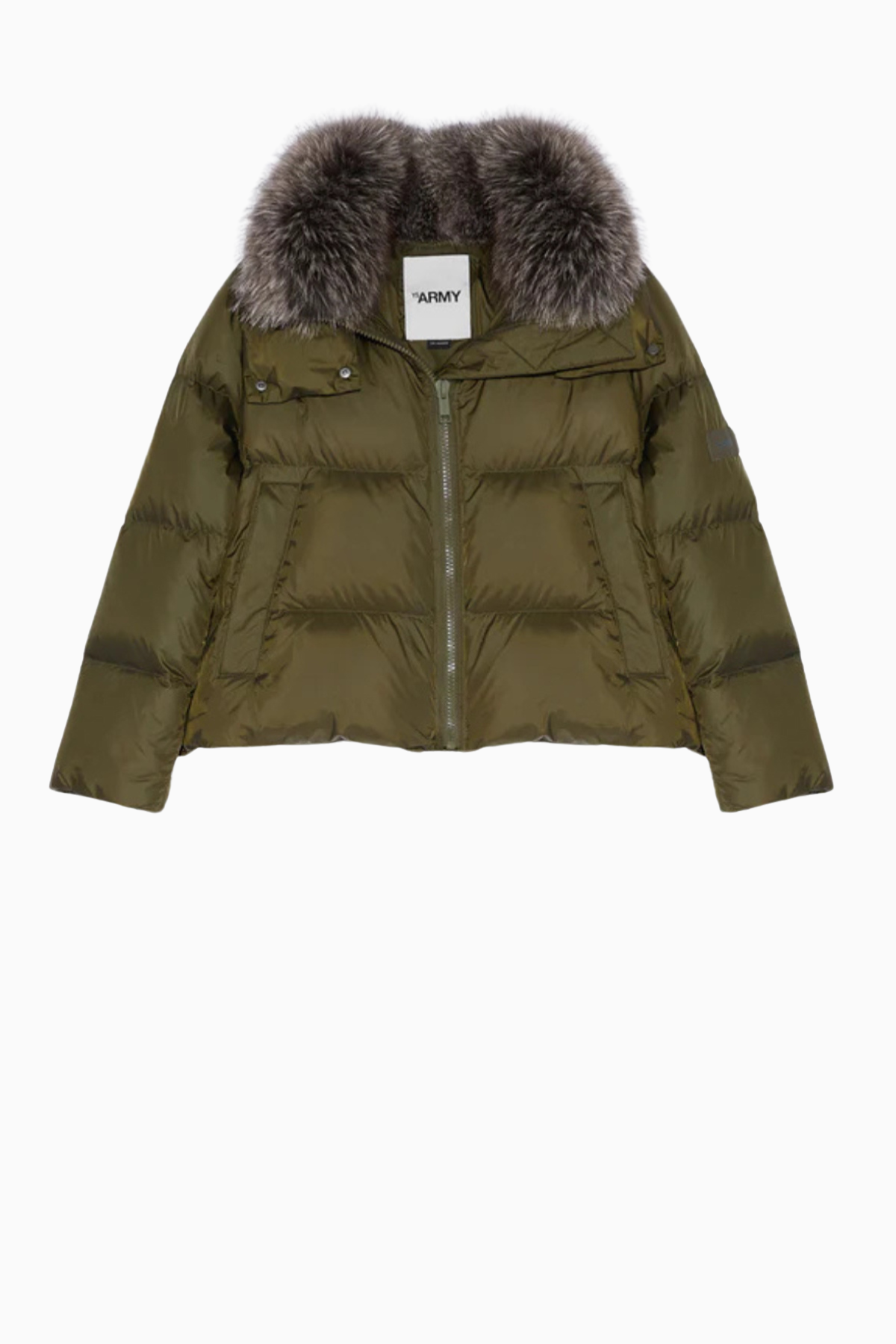 Yves Salomon Crop Parka w. Detachable Hood & Collar - Hunter Green