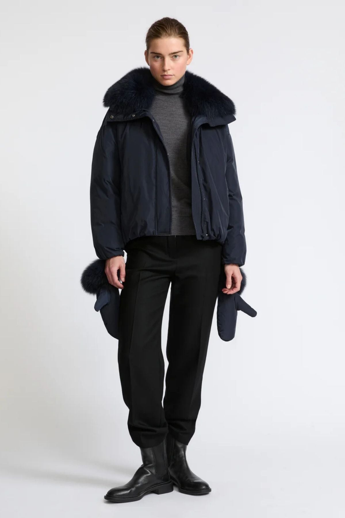 Yves Salomon Short Parka Fox Collar & Mittens 66cm - Orphee