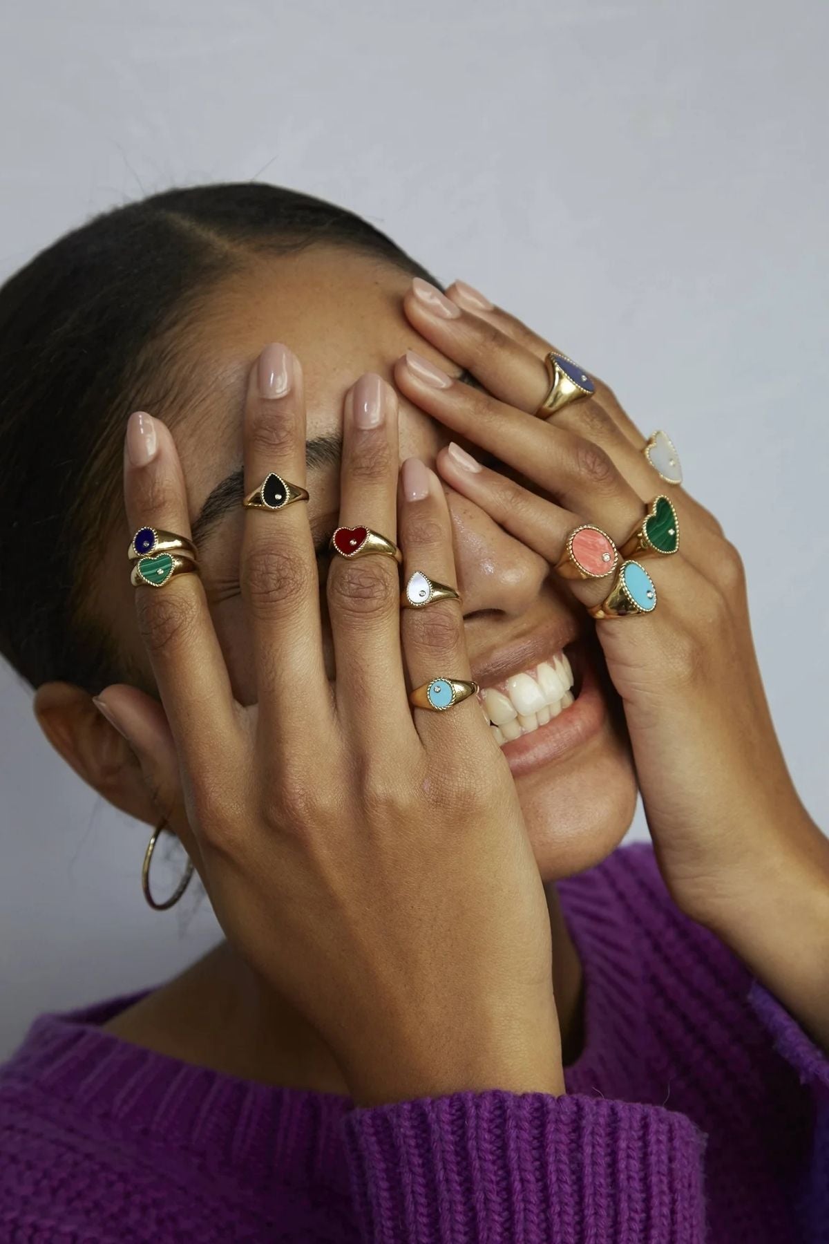 Yvonne Léon Baby Chevaliere Malachite Heart Ring - Yellow Gold