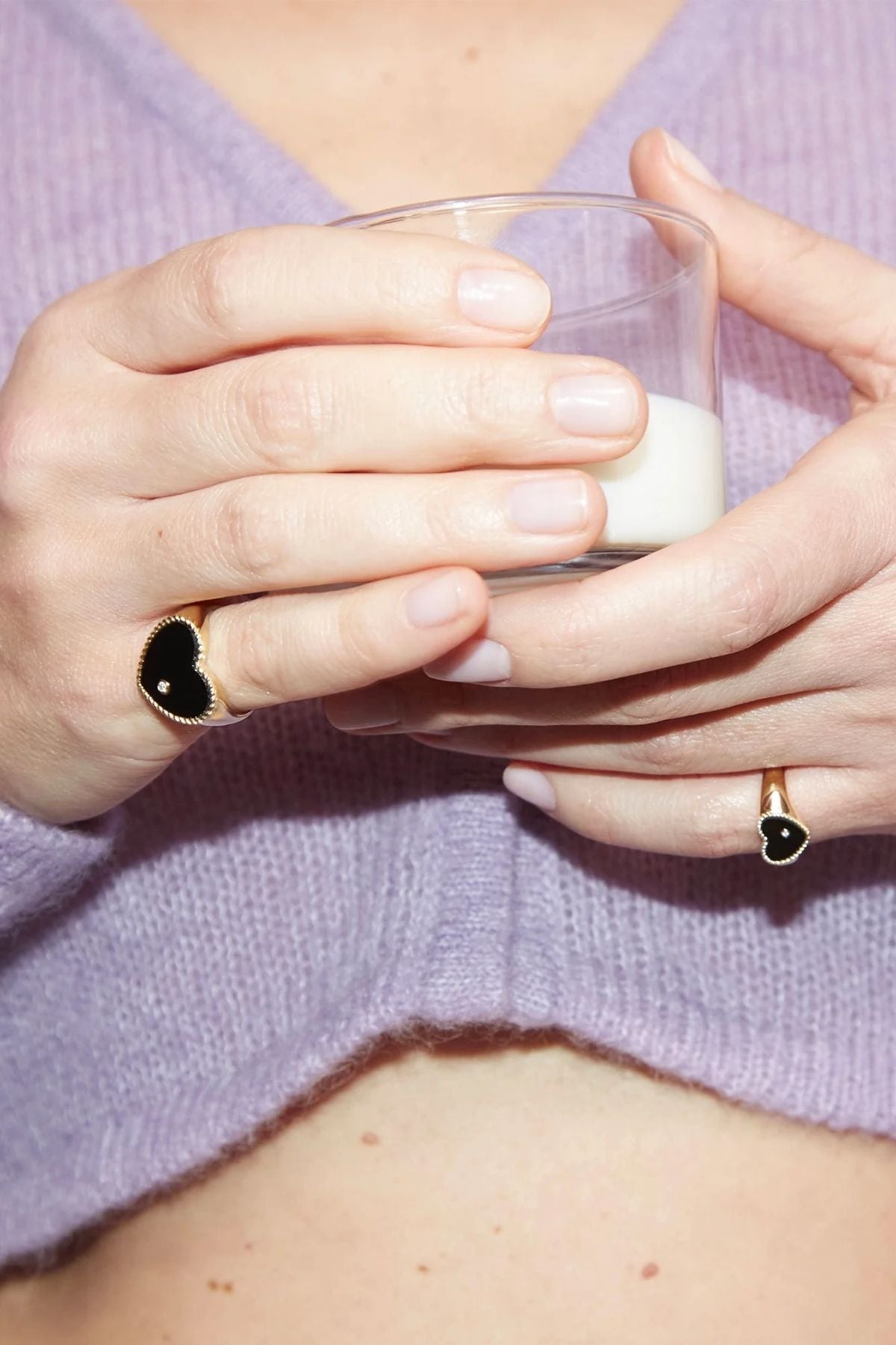 Yvonne Léon Baby Chevaliere Onyx Heart Ring - Yellow Gold