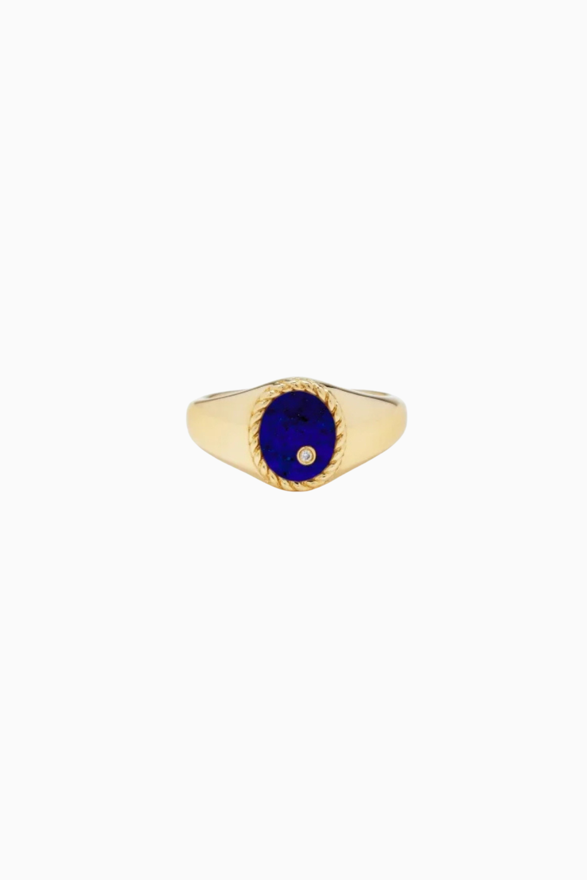 Yvonne Léon Baby Chevalière Ovale Ring - Lapis/ Yellow Gold