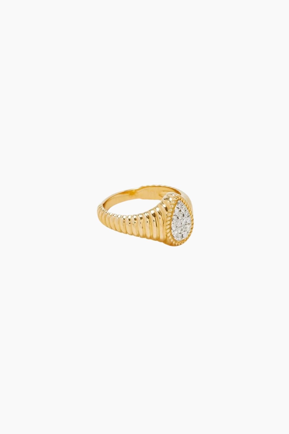 Yvonne Léon Baby Chevaliere Poire Berlingot Diamants - Yellow Gold