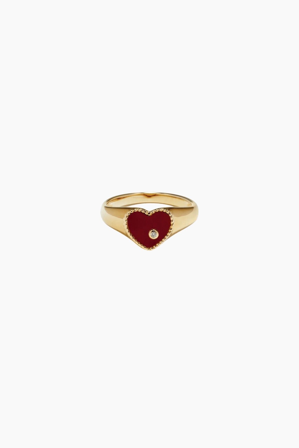 Yvonne Léon Baby Chevaliere Red Heart Ring - Yellow Gold