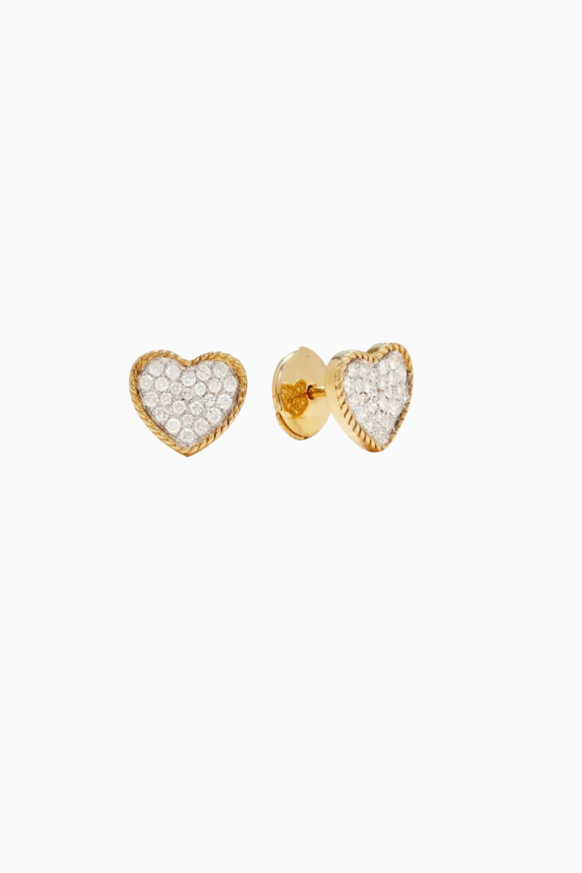 Yvonne Léon Baby Coeur Diamant Heart Earrings - Yellow Gold