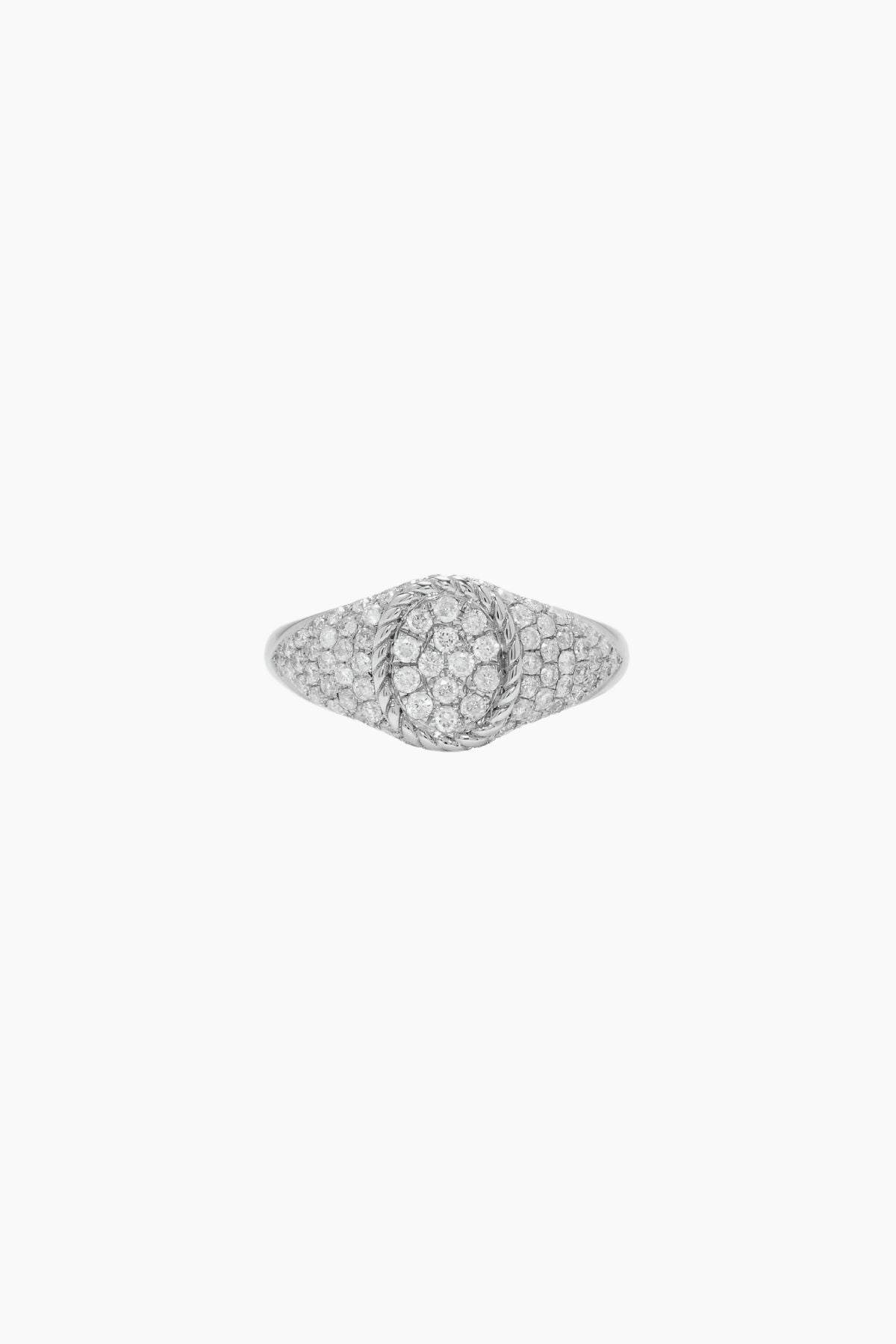 Yvonne Léon Baby Oval Chevalier Diamond Ring - White Gold