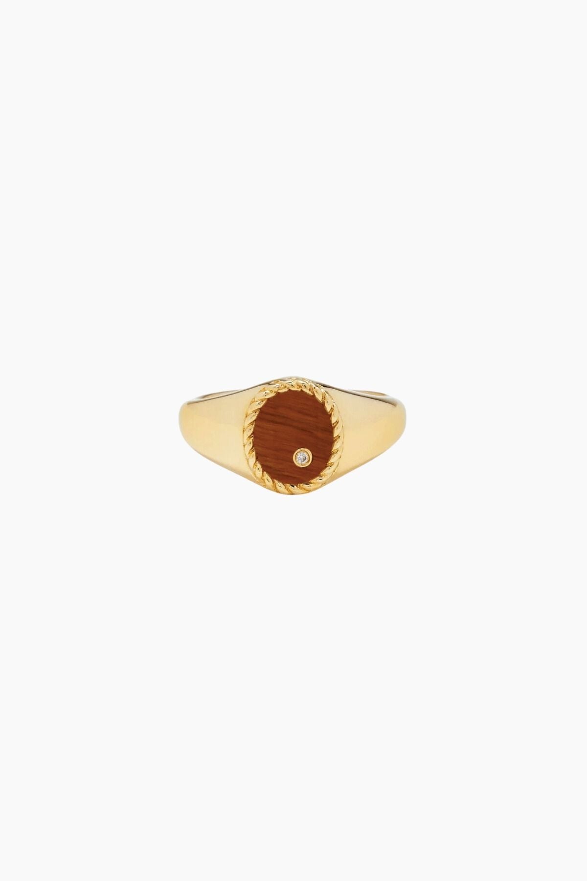 Yvonne Léon Baby Tiger Eye Oval Chevalier Ring - Yellow Gold