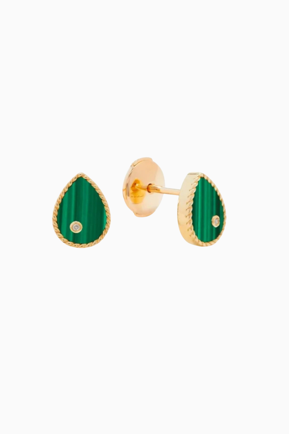 Yvonne Léon Baby Poire Earrings - Malachite/ Yellow Gold