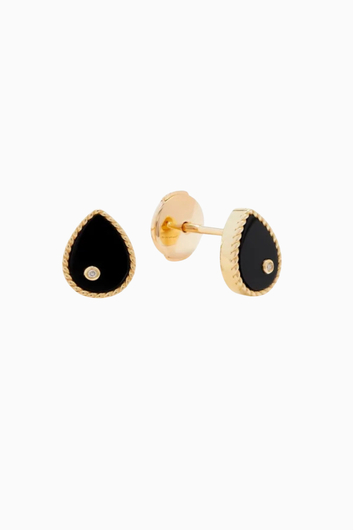 Yvonne Léon Baby Poire Earrings - Onyx/ Yellow Gold