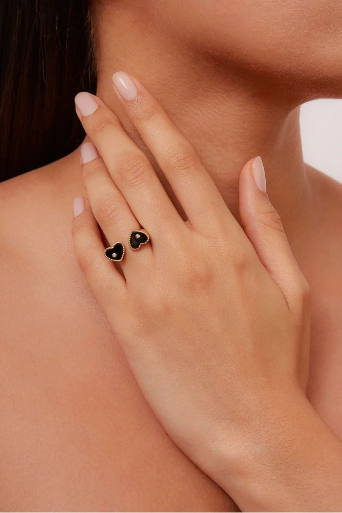 Yvonne Léon Bague Toi & Moi - Onyx/ Yellow Gold