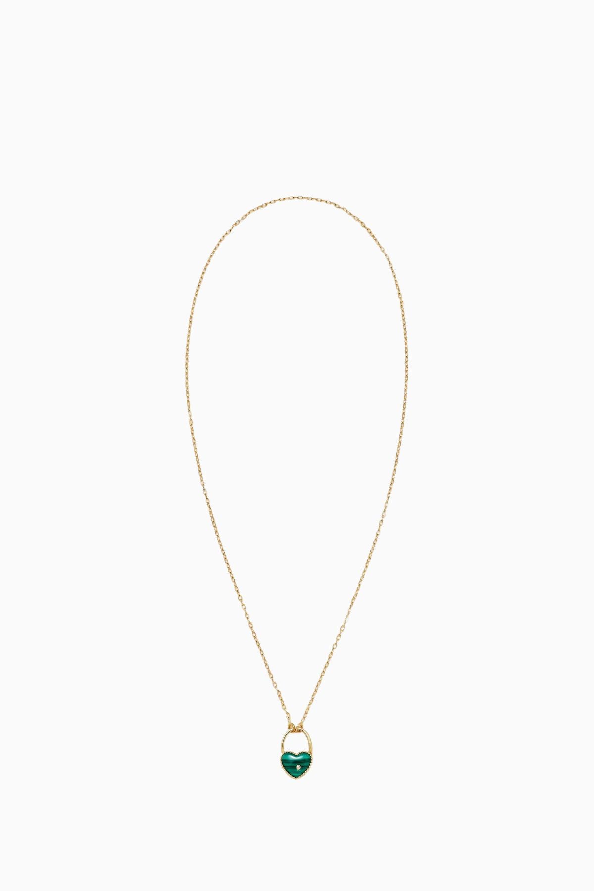 Yvonne Léon Cadenas Heart Malachite Necklace - Yellow Gold