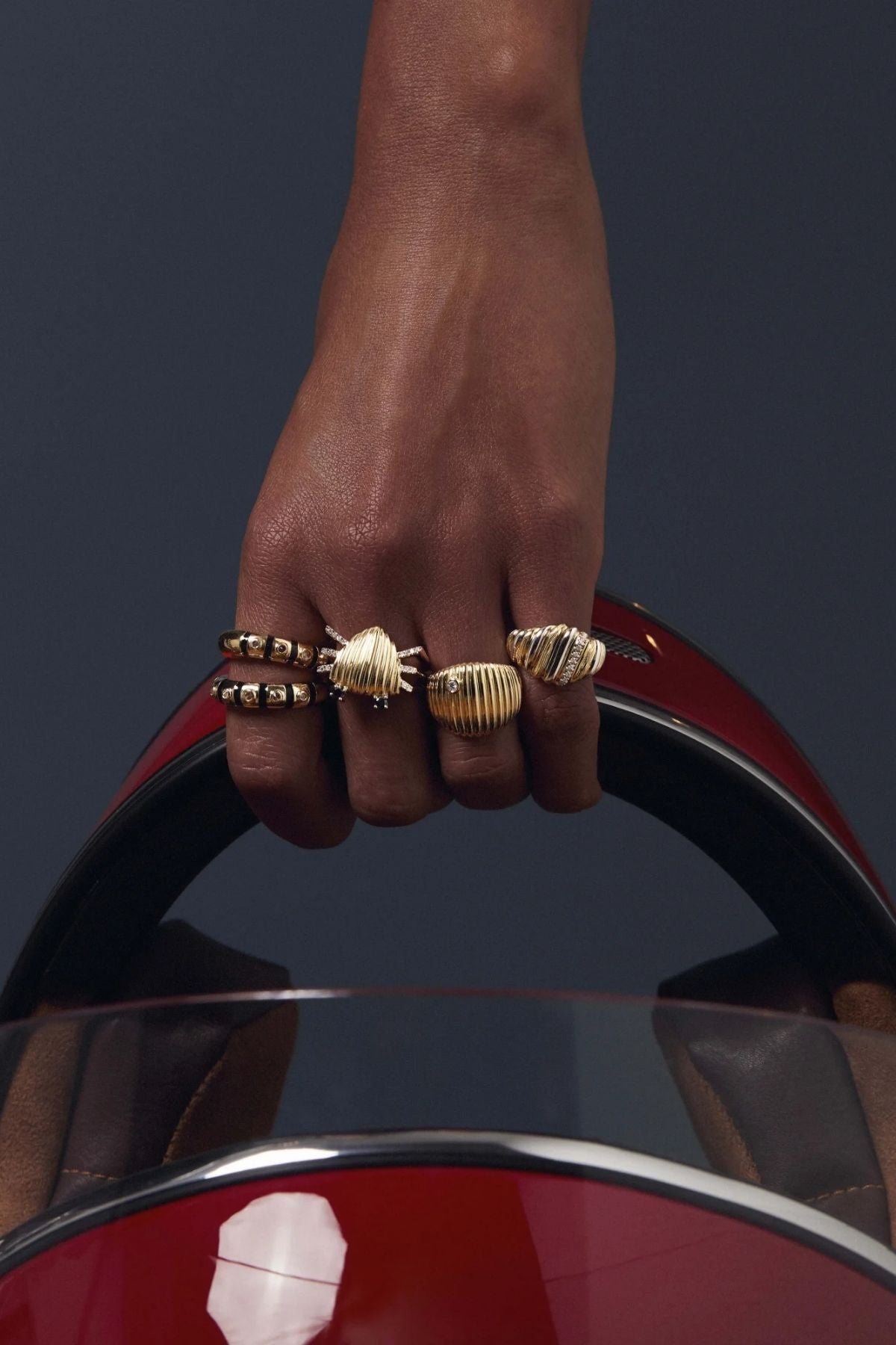 Yvonne Léon Chevaliere Gaufrette Diamond Ring - Yellow/ White Gold