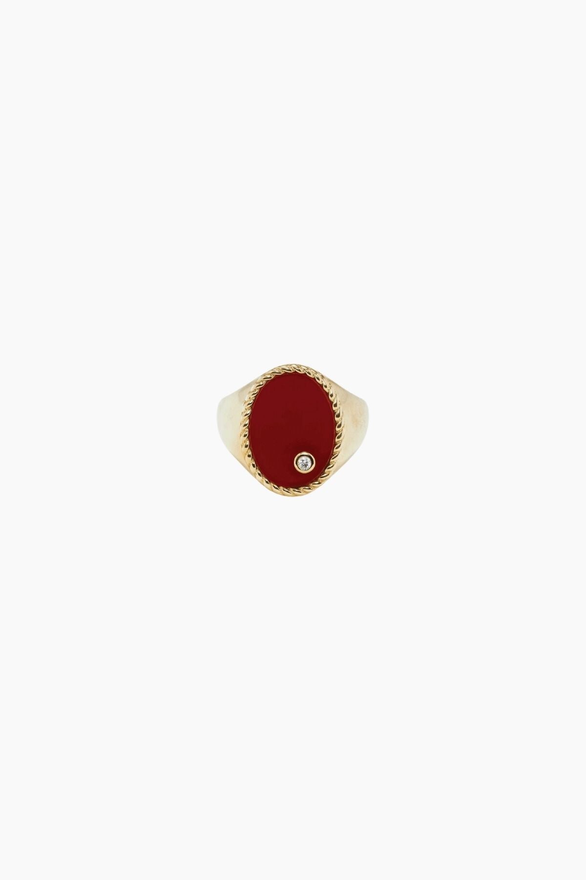 Yvonne Léon Large Red Agate Oval Chevalier Ring - Yellow Gold