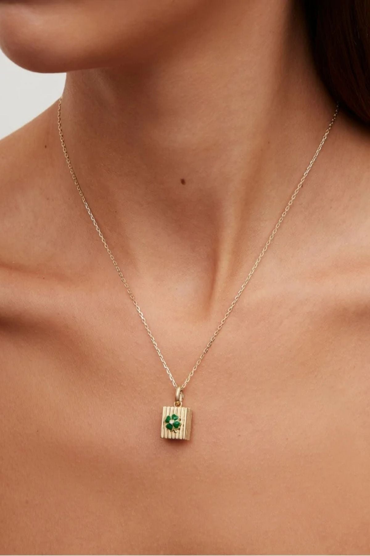 Yvonne Léon Le Cubo Berlingot + Nano Puce Trefle Four Leaf Clover - Yellow Gold