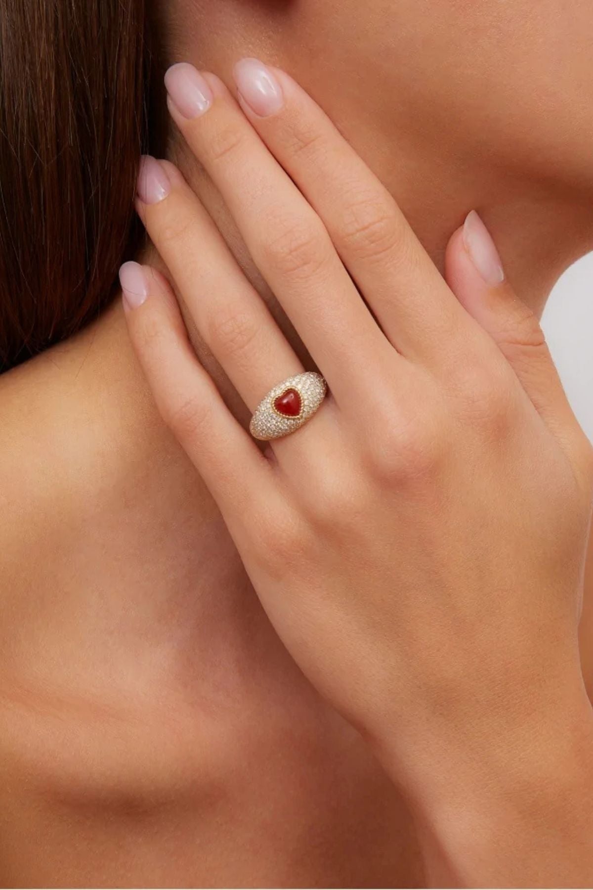 Yvonne Léon Mini Bague Dôme Heart Ring - Yellow Gold