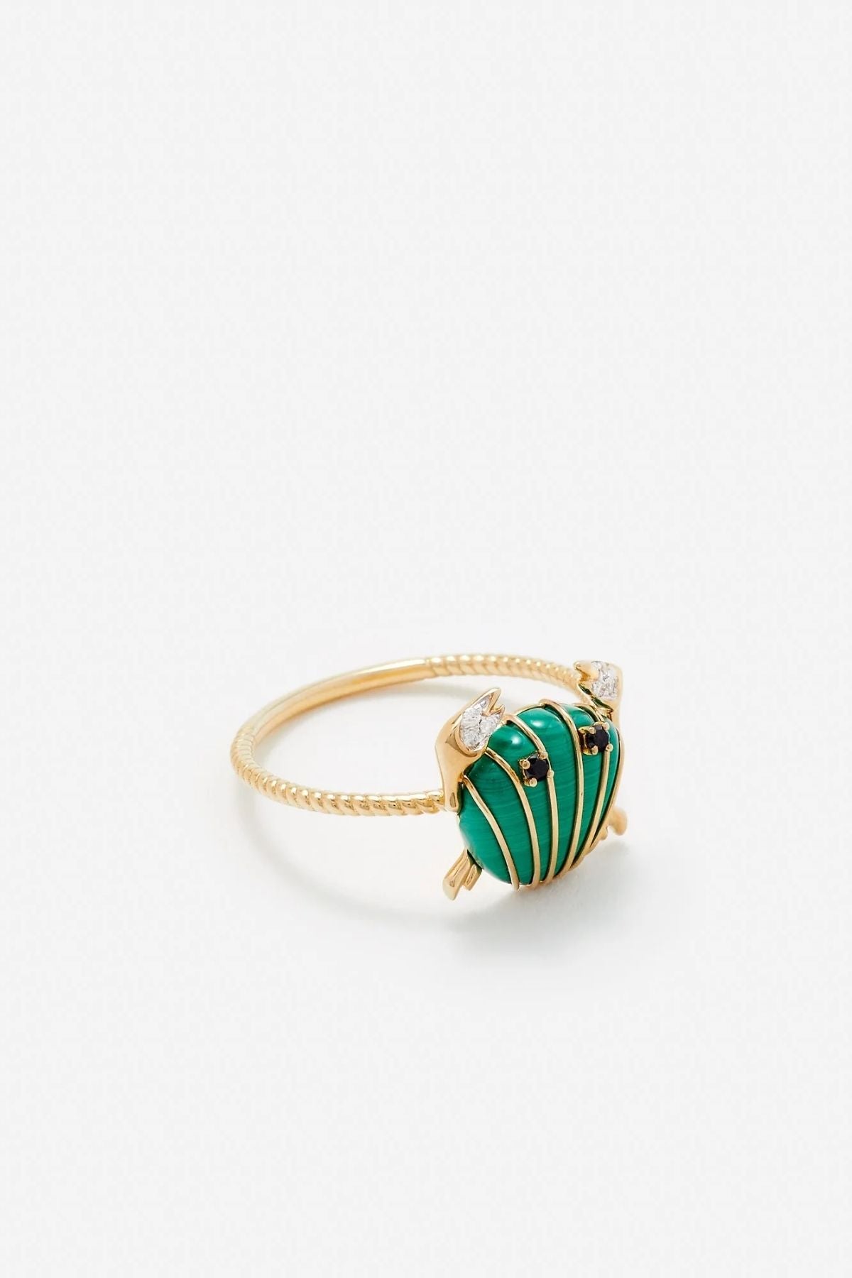 Yvonne Léon Mini Crab Malachite Ring - Yellow Gold