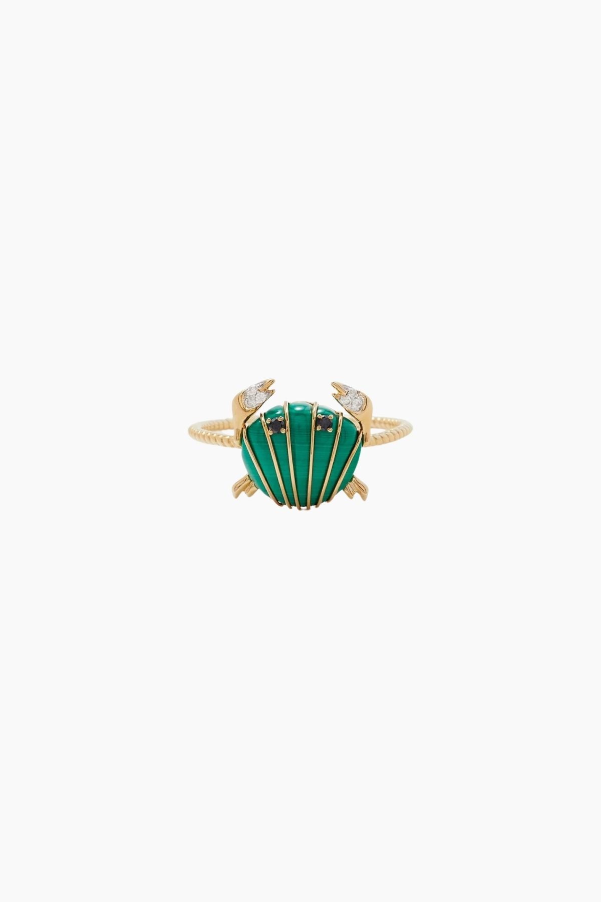 Yvonne Léon Mini Crab Malachite Ring - Yellow Gold
