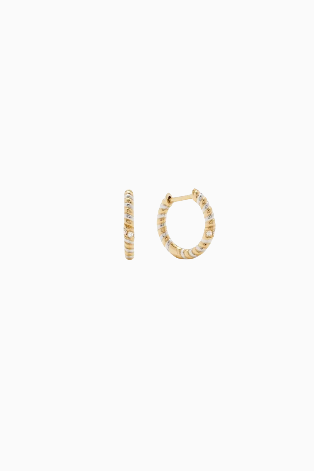 Yvonne Léon Mini Twist Hoops - Yellow/ White Gold