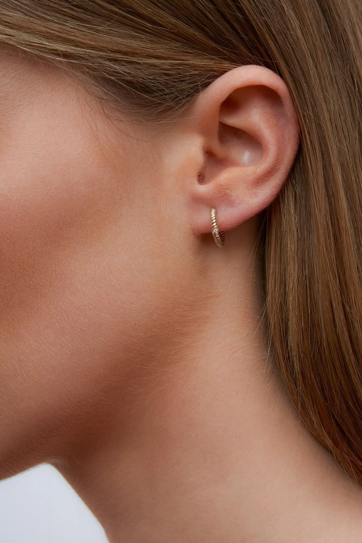 Yvonne Léon Mini Twist Diamond Earrings - Yellow/ White Gold