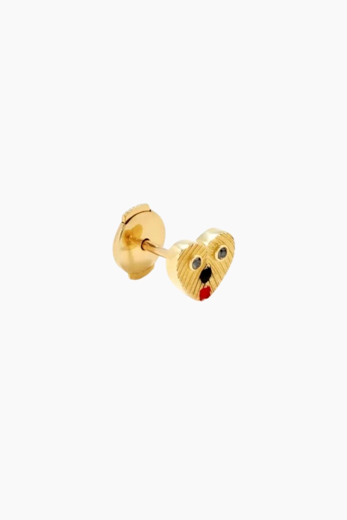 Yvonne Léon Nano Puce Toutou Heart Puppy Earring - Yellow Gold