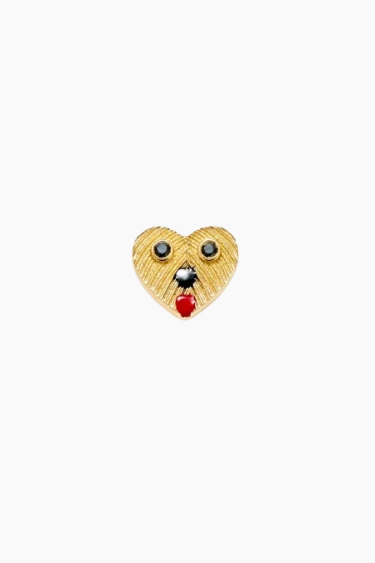 Yvonne Léon Nano Puce Toutou Heart Puppy Earring - Yellow Gold