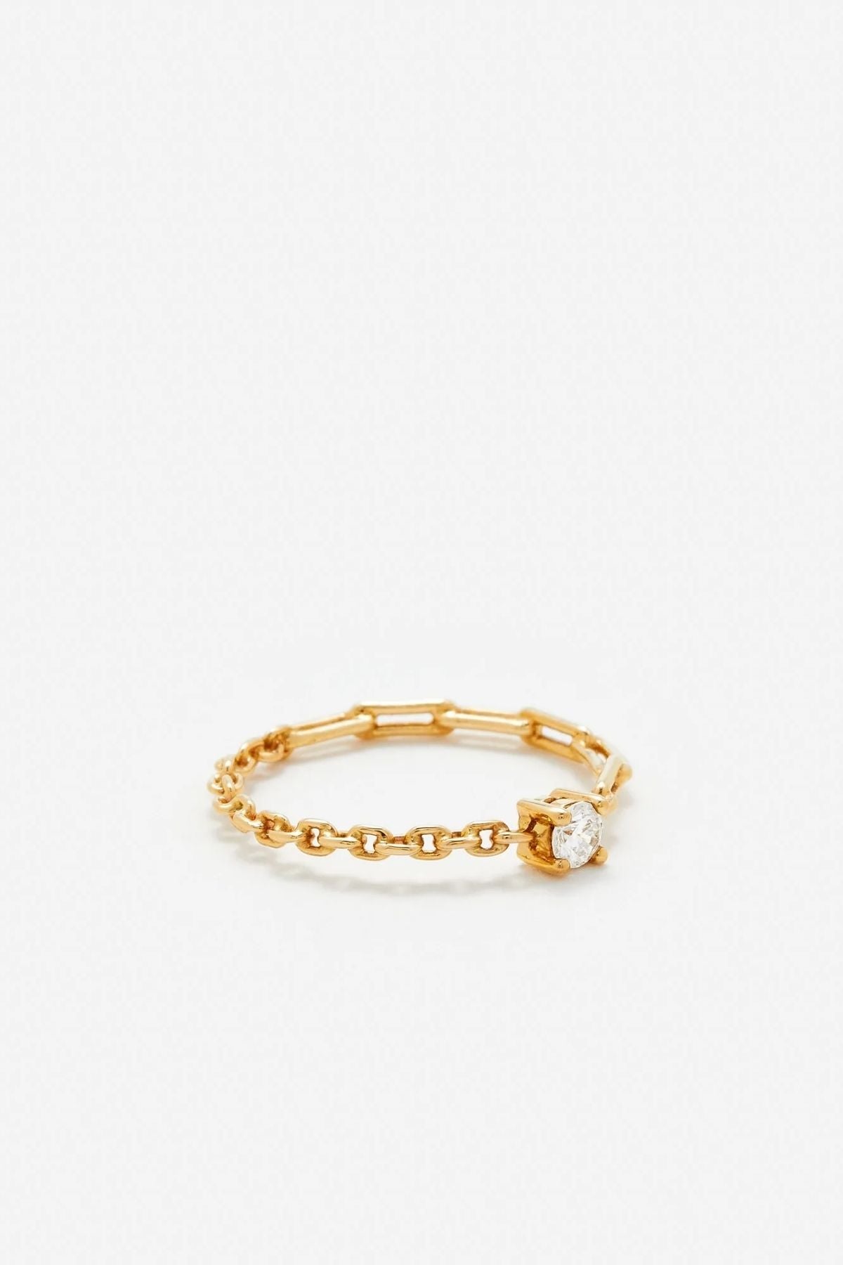 Yvonne Léon Solitaire Diamond Chain Ring - Yellow Gold