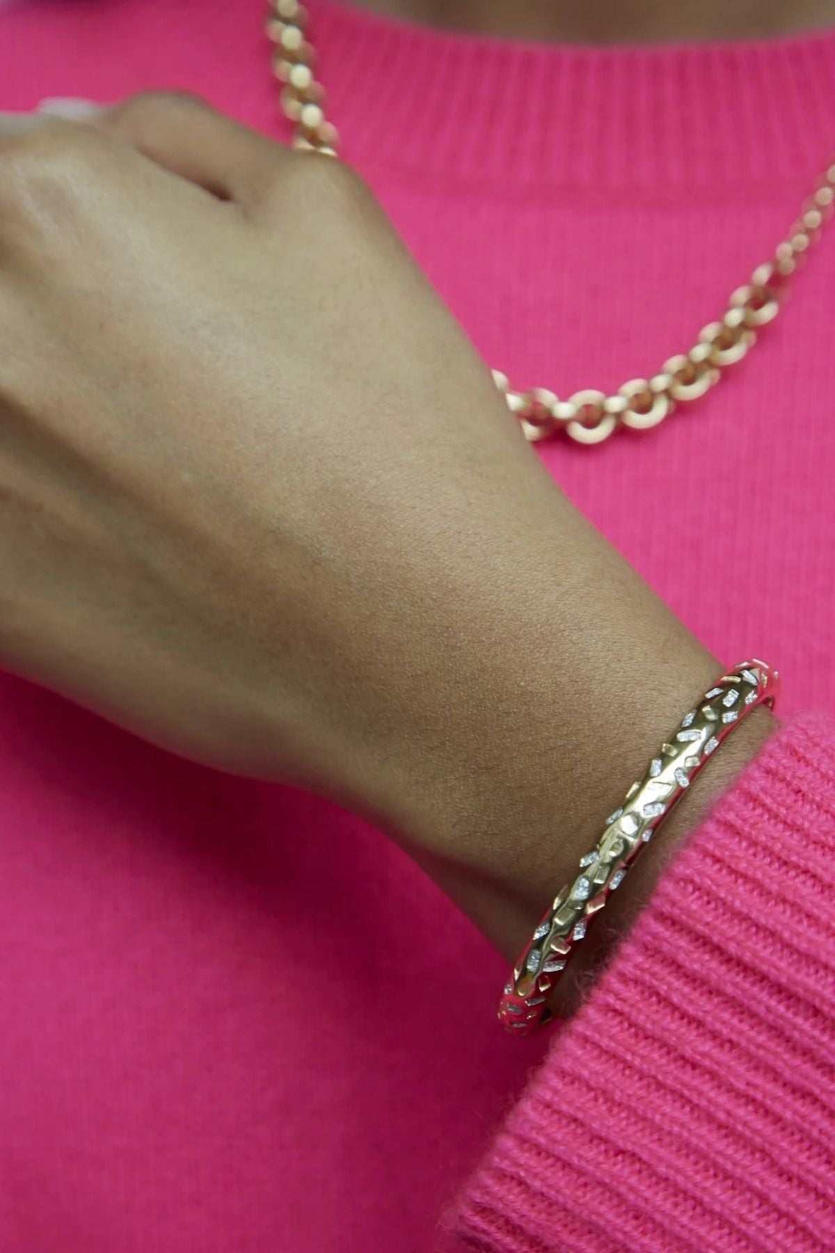 Yvonne Léon Tiger Claw Diamond Bangle - Yellow Gold