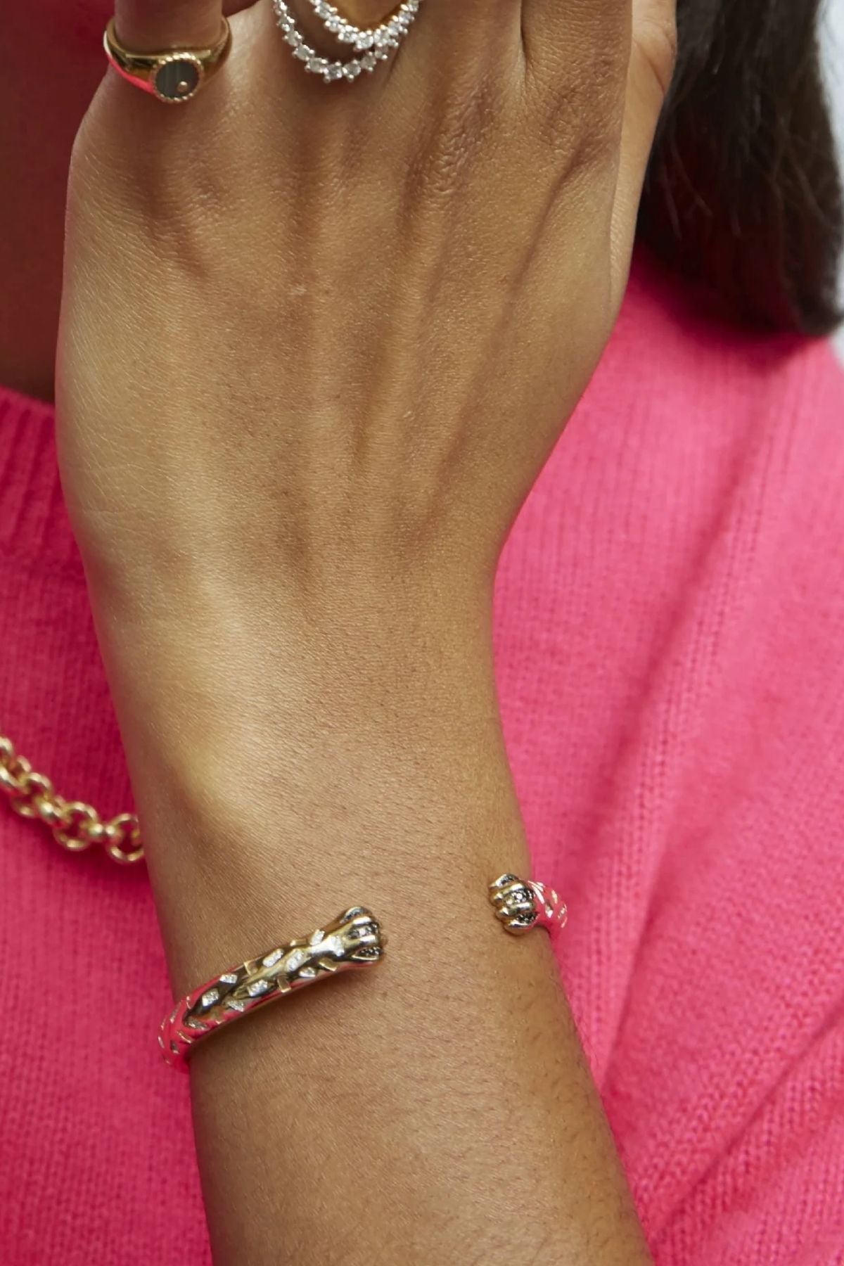 Yvonne Léon Tiger Claw Diamond Bangle - Yellow Gold