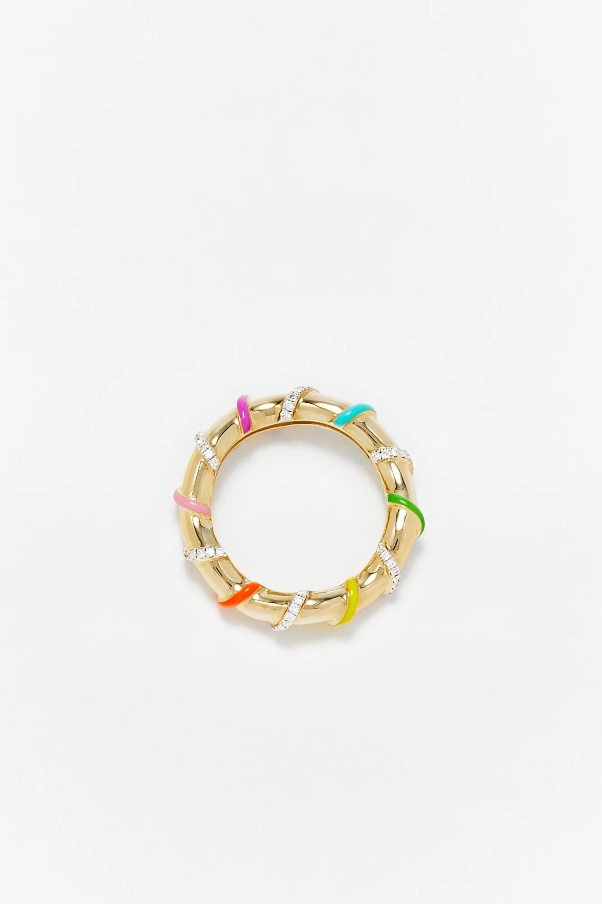 Yvonne Léon Twisted Rainbow Ring - Yellow Gold Multi