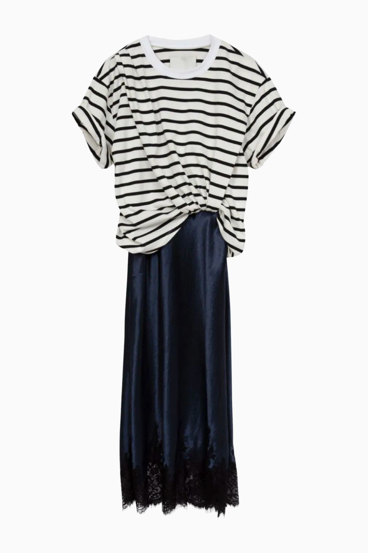 3.1 Phillip Lim Striped T-Shirt Slip Dress - White Multi Stripe
