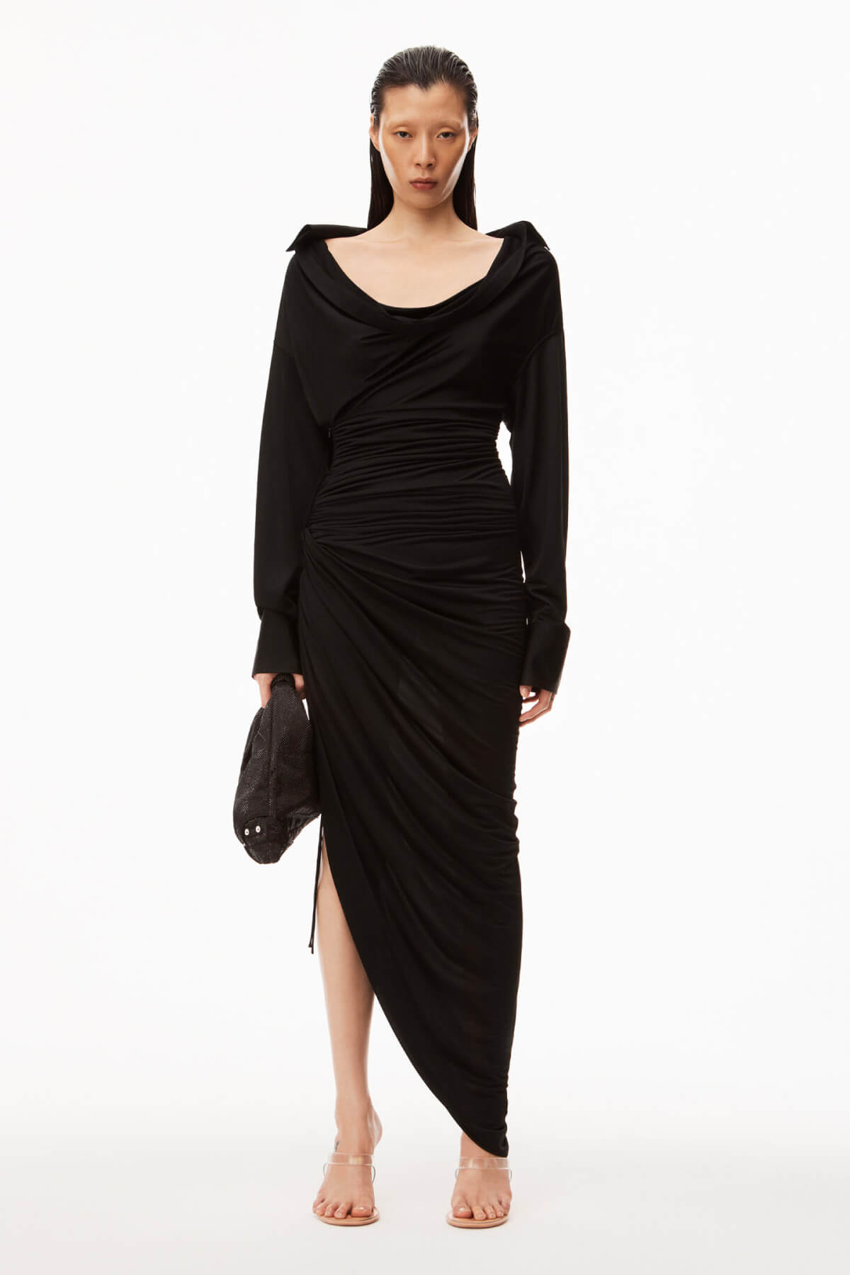 Alexander Wang Asymmetrical Cowl Neck Dress - Black