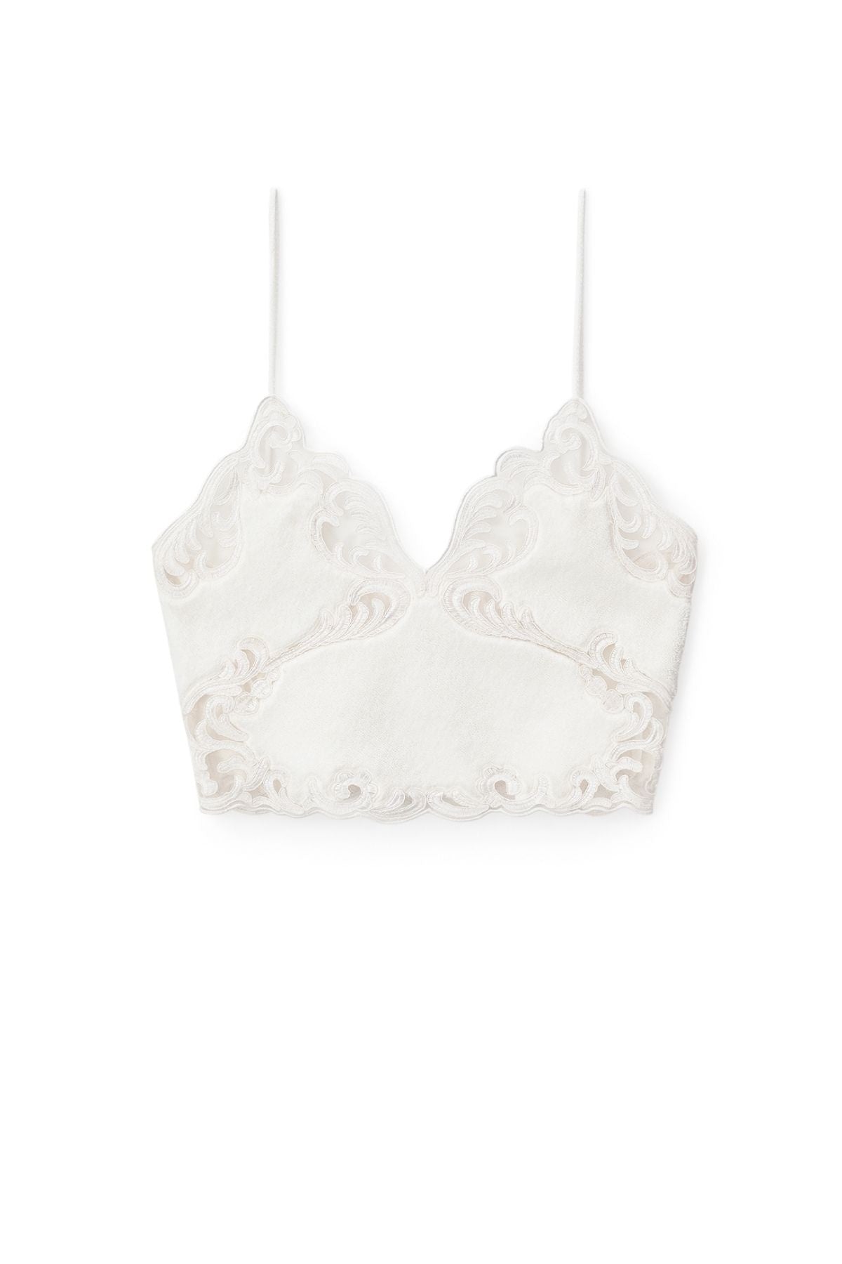 Alexander Wang Lace Embroidered Cropped Cami - White