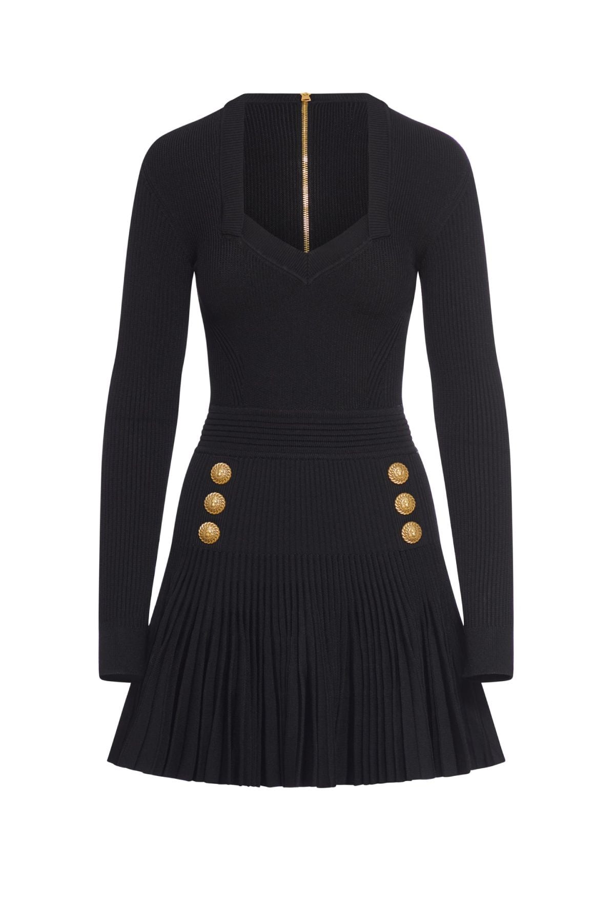 Balmain Button Embellished Flared Mini Dress - Black