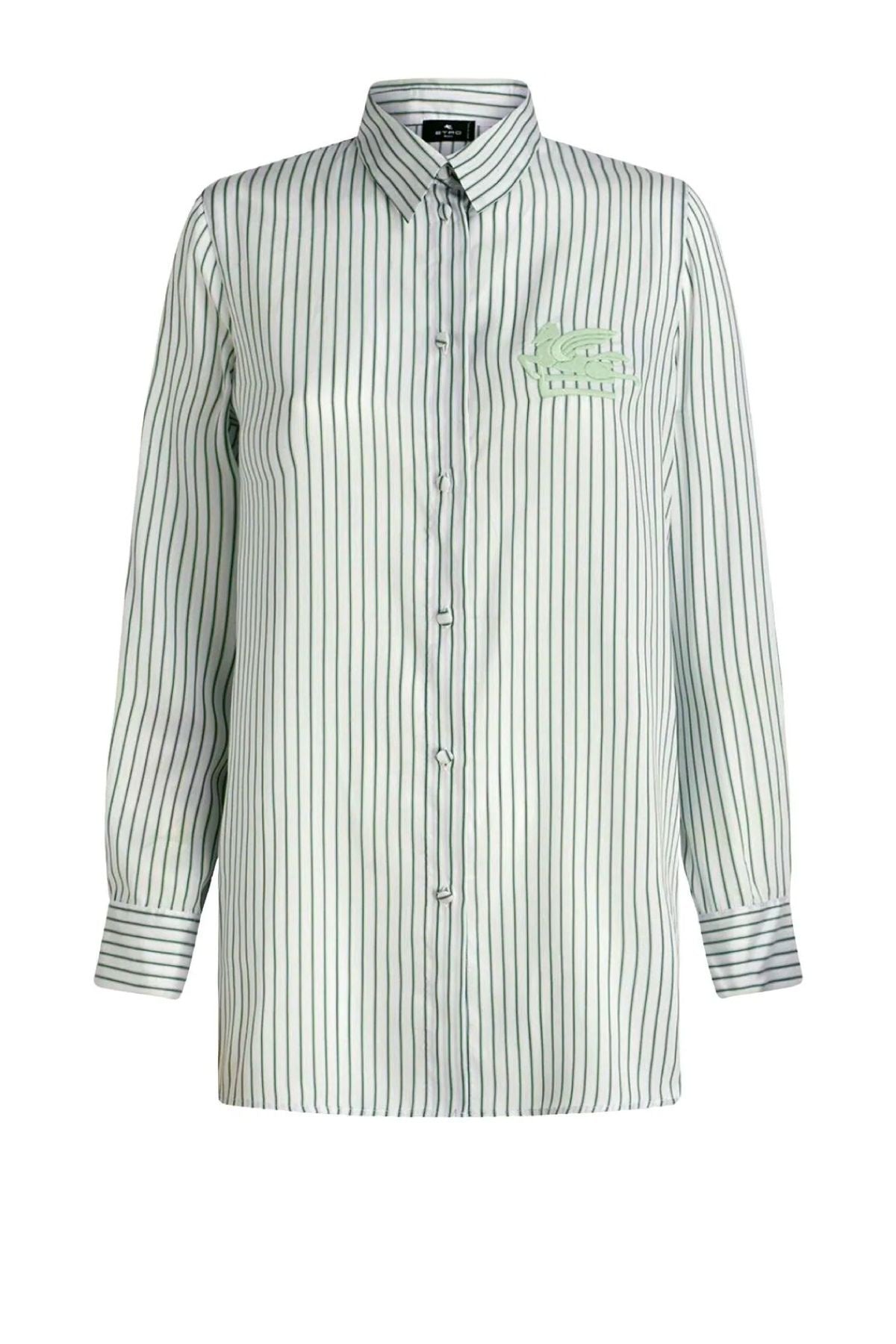 Etro Pinstripe Silk Shirt - Green