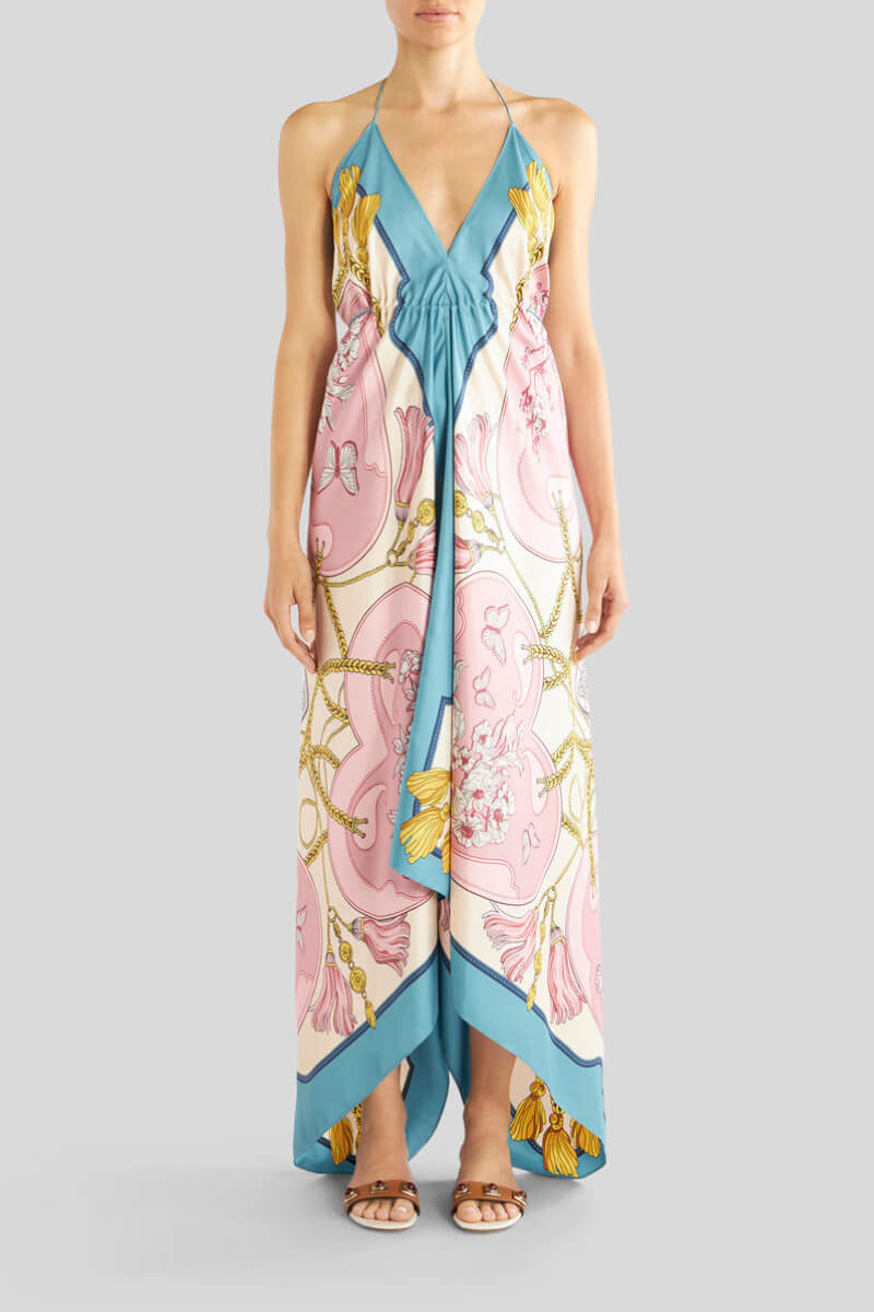 Etro Scarf Print Silk Dress - Pink