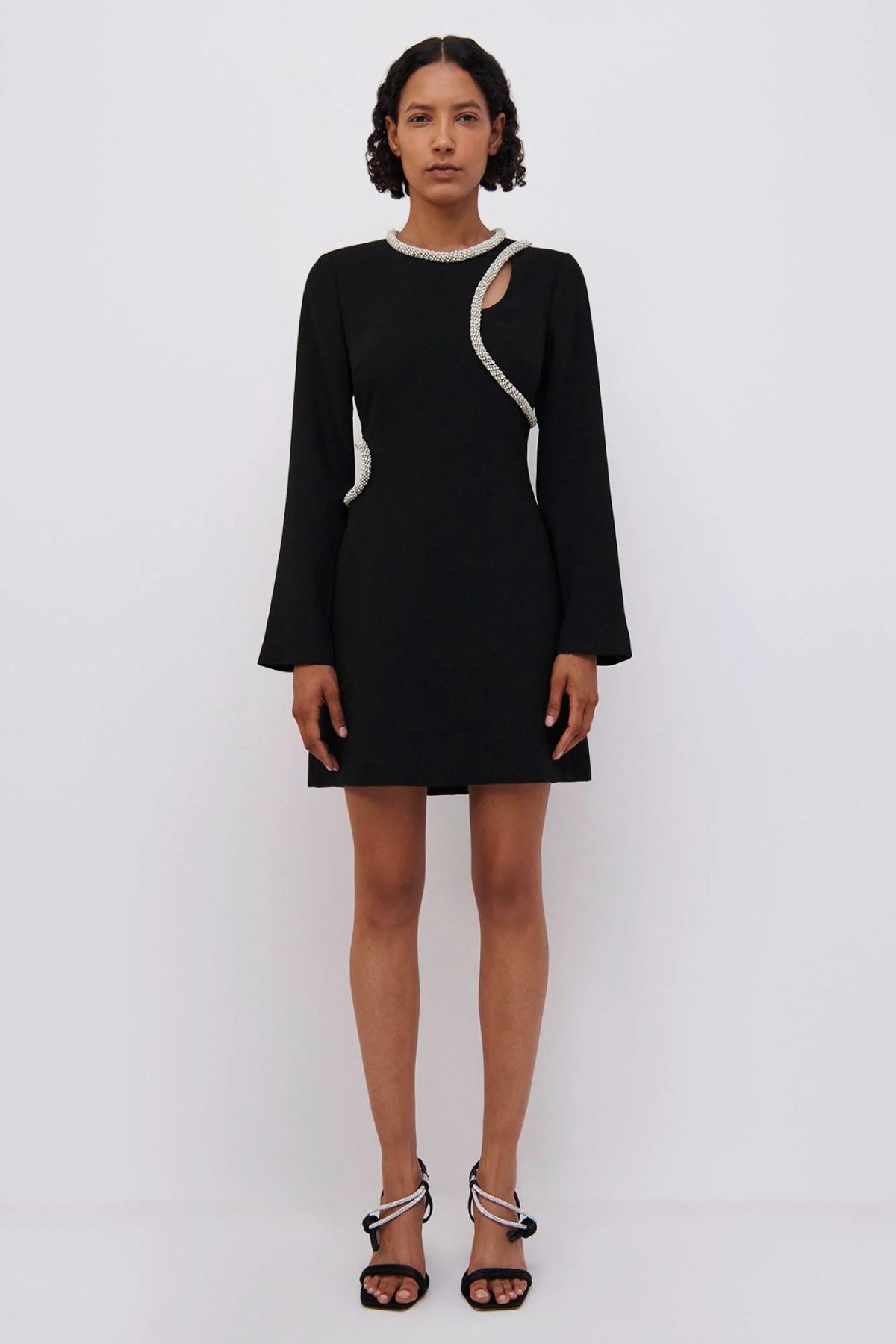 Jonathan Simkhai Katharine Diamante Embroidery Cutout Mini Dress - Black