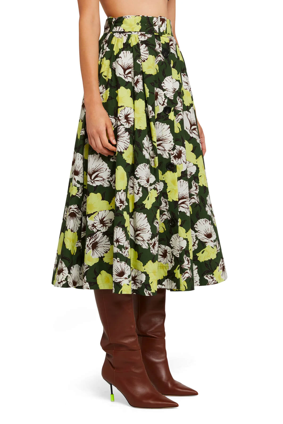 MSGM Hibiscus Camouflage Cotton Skirt - Military