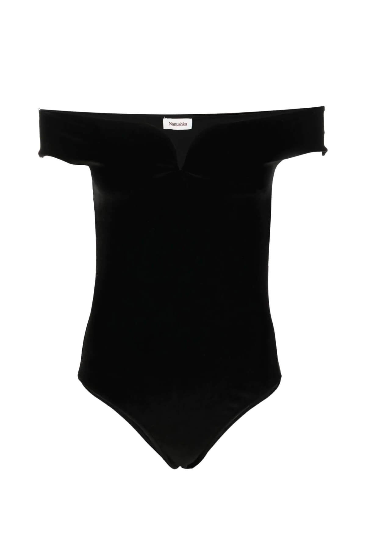 Nanushka Gesa Velvet Bodysuit - Black