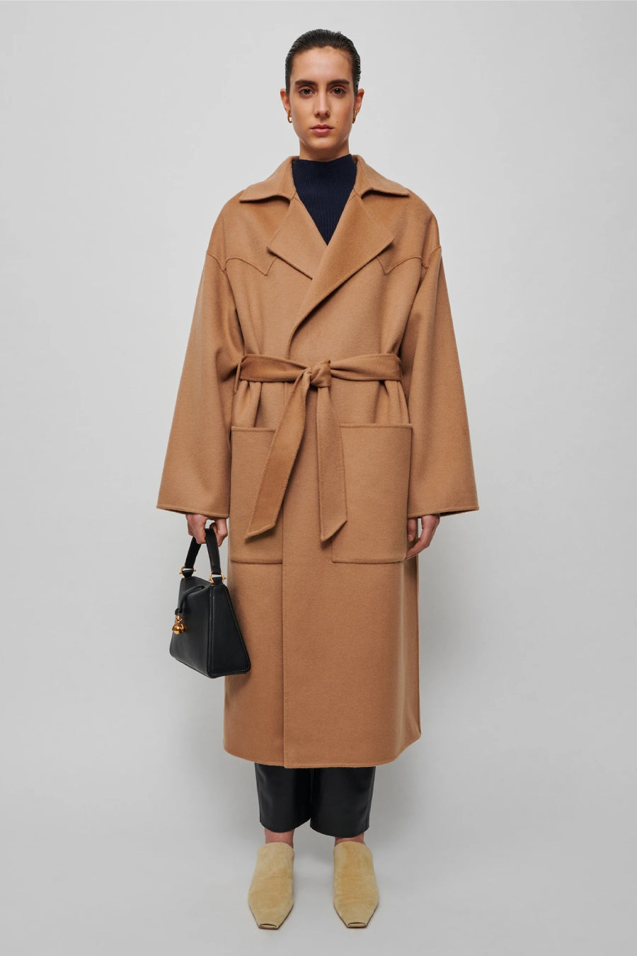 Nanushka Alamo Oversized Robe Coat - Camel Front