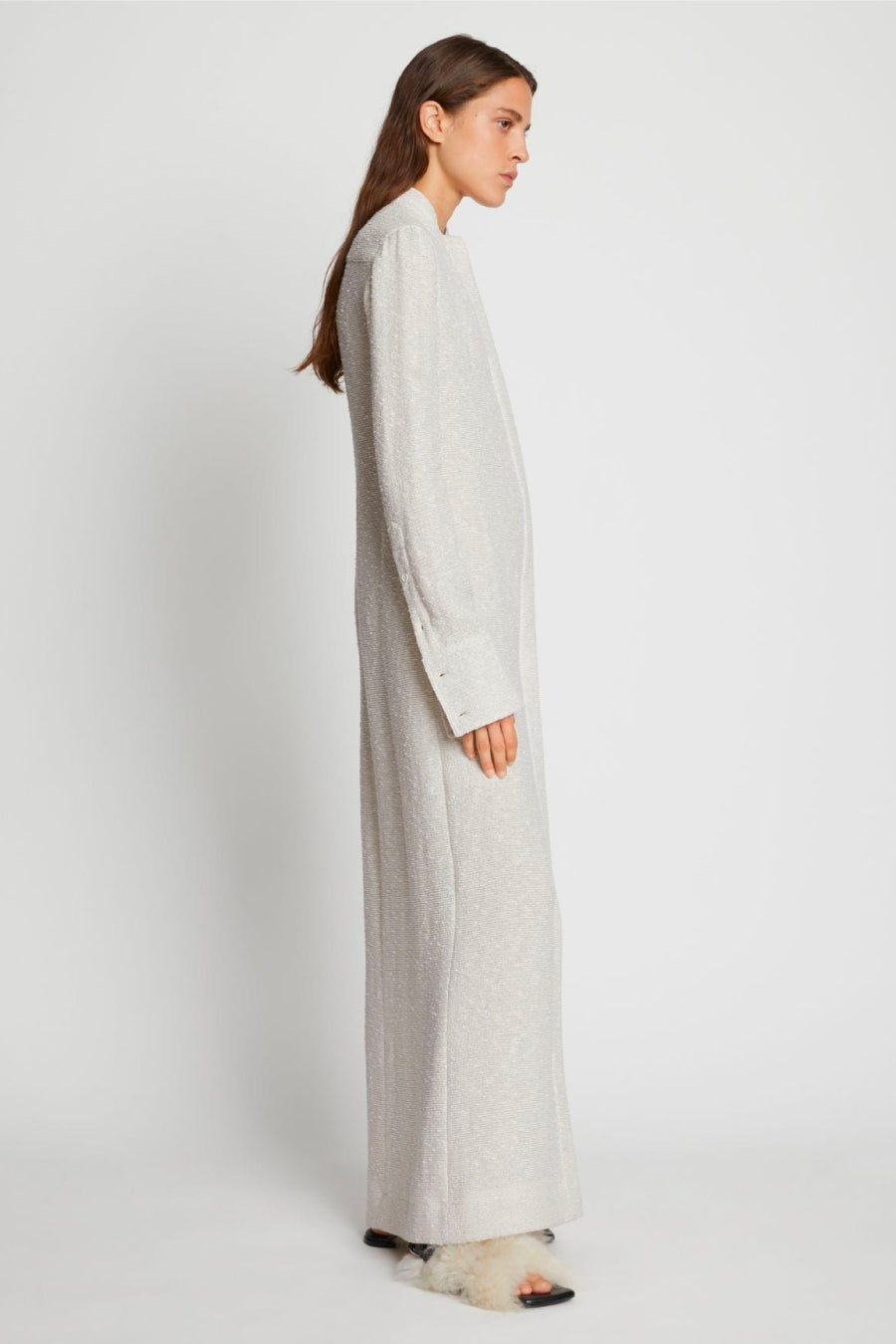 Proenza Schouler Lightweight Tweed Chiffon Dress - Ecru