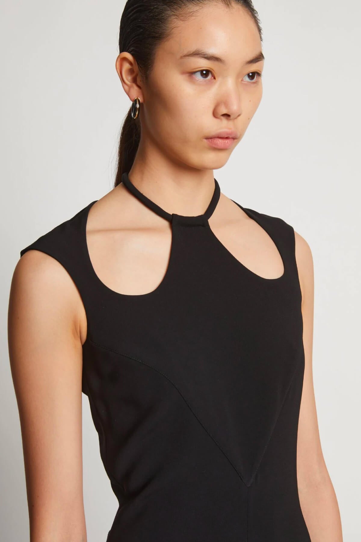 Proenza Schouler Matte Viscose Crepe A-Line Dress - Black