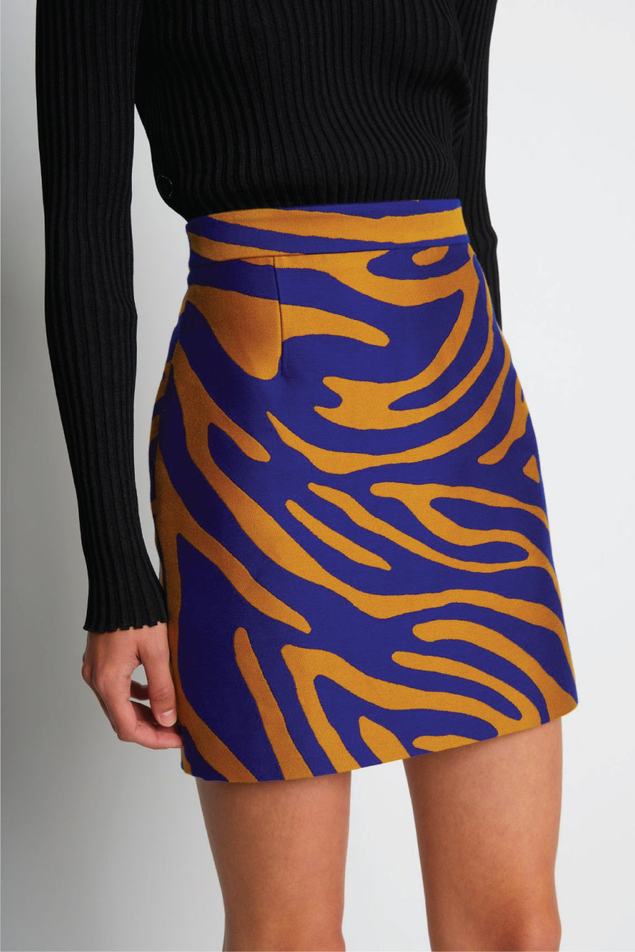 Proenza Schouler Zebra Cotton Jacquard Skirt - Cobalt/Bronze