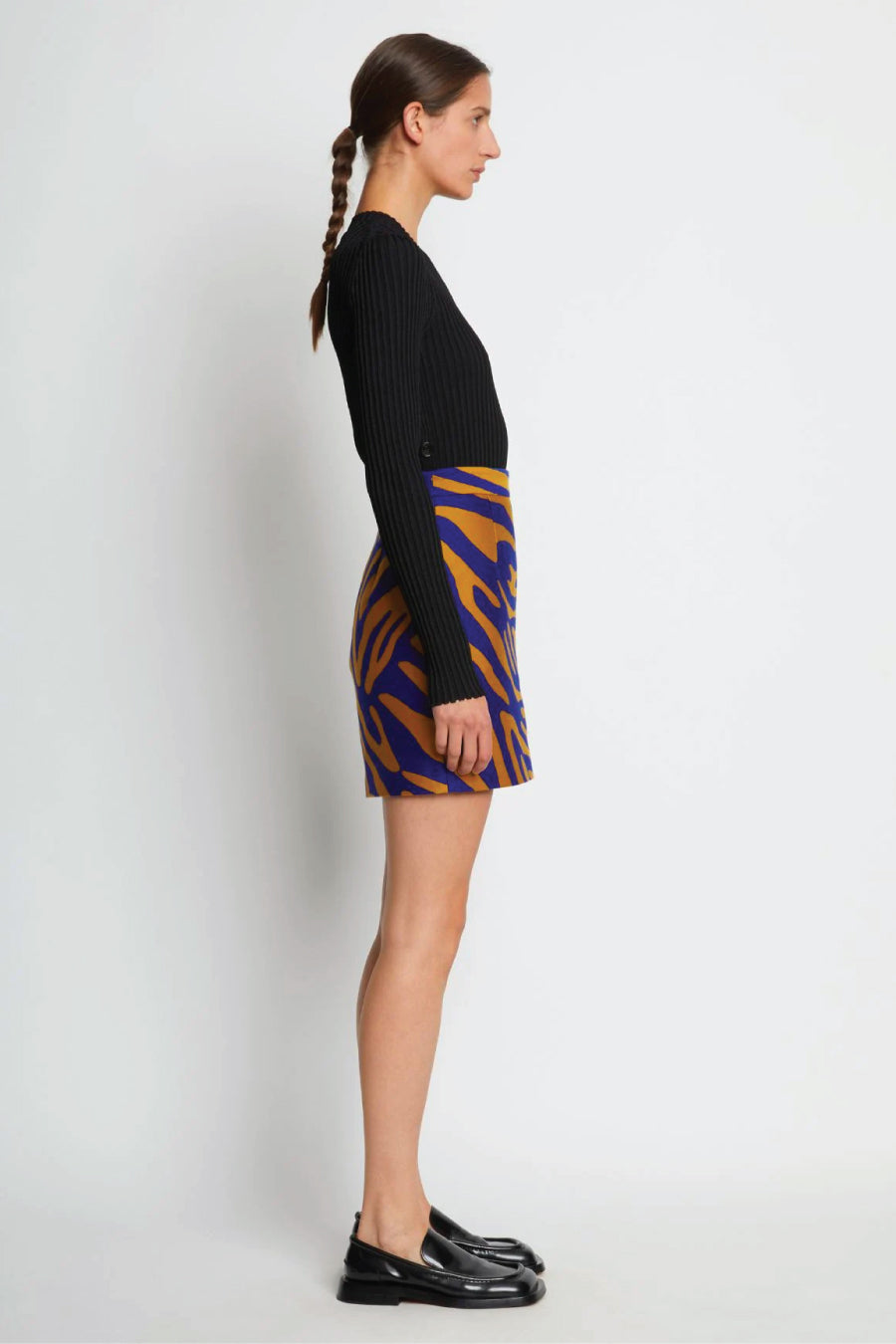 Proenza Schouler Zebra Cotton Jacquard Skirt - Cobalt/Bronze
